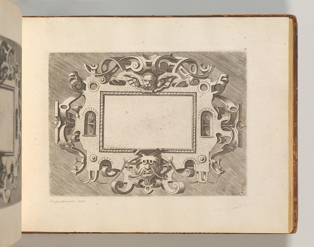 Targhe ed altri ornati di varie e capricciose invenzioni (Cartouches and other ornaments of various and capricious invention, page 16), After Hans Vredeman de Vries (Netherlandish, Leeuwarden 1527–1606 (?)  Antwerp (?)), Etching and engraving 