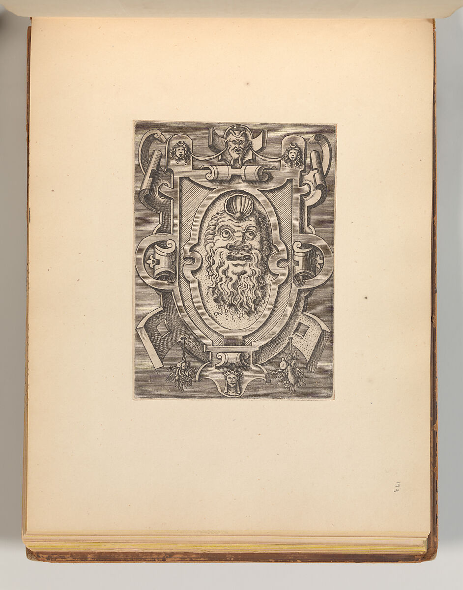 Series of Cartouches, in: Targhe ed altri ornati di varie e capricciose invenzioni (Cartouches and other ornaments of various and capricious invention, page 35), Associated with Cornelis Bos (Netherlandish, Hertogenbosch ca. 1510?–before 1556 Groningen), Engraving 