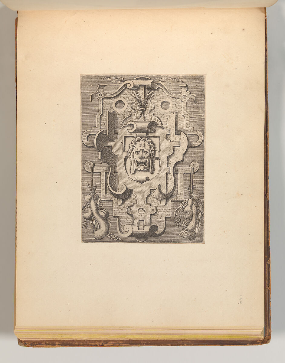 Series of Cartouches, in: Targhe ed altri ornati di varie e capricciose invenzioni (Cartouches and other ornaments of various and capricious invention, page 36), Associated with Cornelis Bos (Netherlandish, Hertogenbosch ca. 1510?–before 1556 Groningen), Engraving 