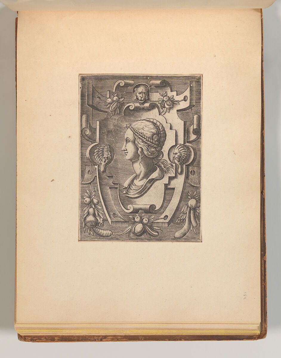 Series of Cartouches, in: Targhe ed altri ornati di varie e capricciose invenzioni (Cartouches and other ornaments of various and capricious invention, page 37), Associated with Cornelis Bos (Netherlandish, Hertogenbosch ca. 1510?–before 1556 Groningen), Engraving 