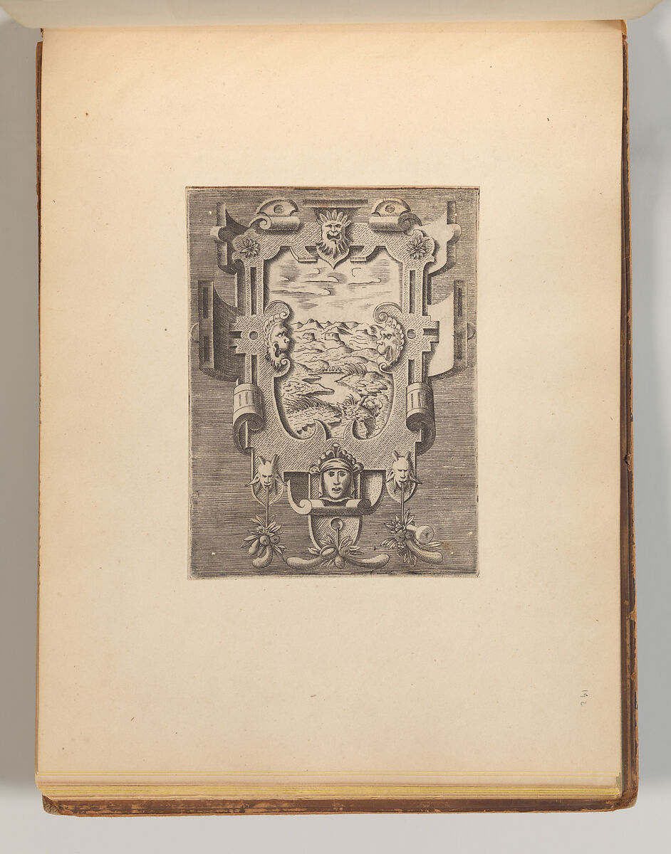 Series of Cartouches in: Targhe ed altri ornati di varie e capricciose invenzioni (Cartouches and other ornaments of various and capricious invention, page 40), Associated with Cornelis Bos (Netherlandish, Hertogenbosch ca. 1510?–before 1556 Groningen), Engraving 