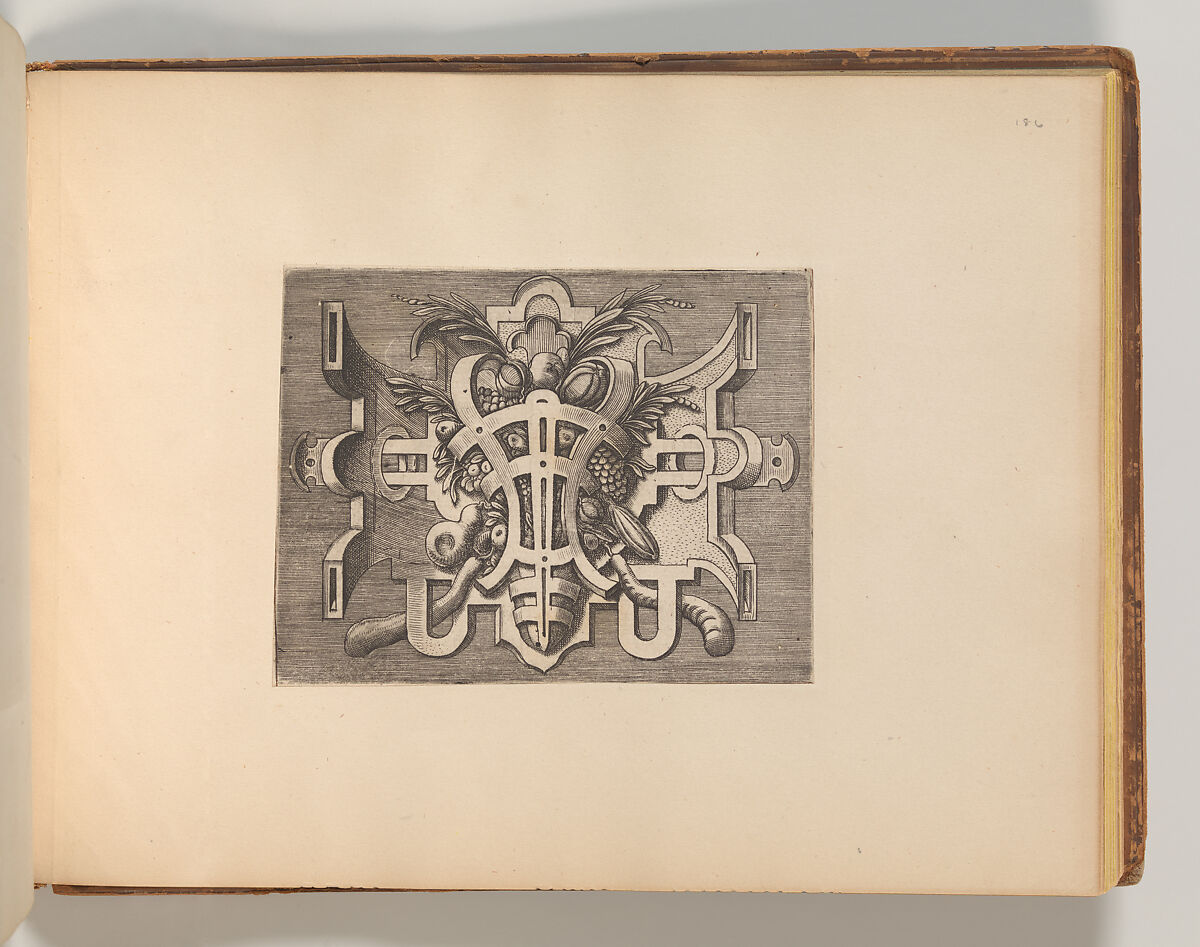 Series of Cartouches, in: Targhe ed altri ornati di varie e capricciose invenzioni (Cartouches and other ornaments of various and capricious invention, page 42), Associated with Cornelis Bos (Netherlandish, Hertogenbosch ca. 1510?–before 1556 Groningen), Engraving 