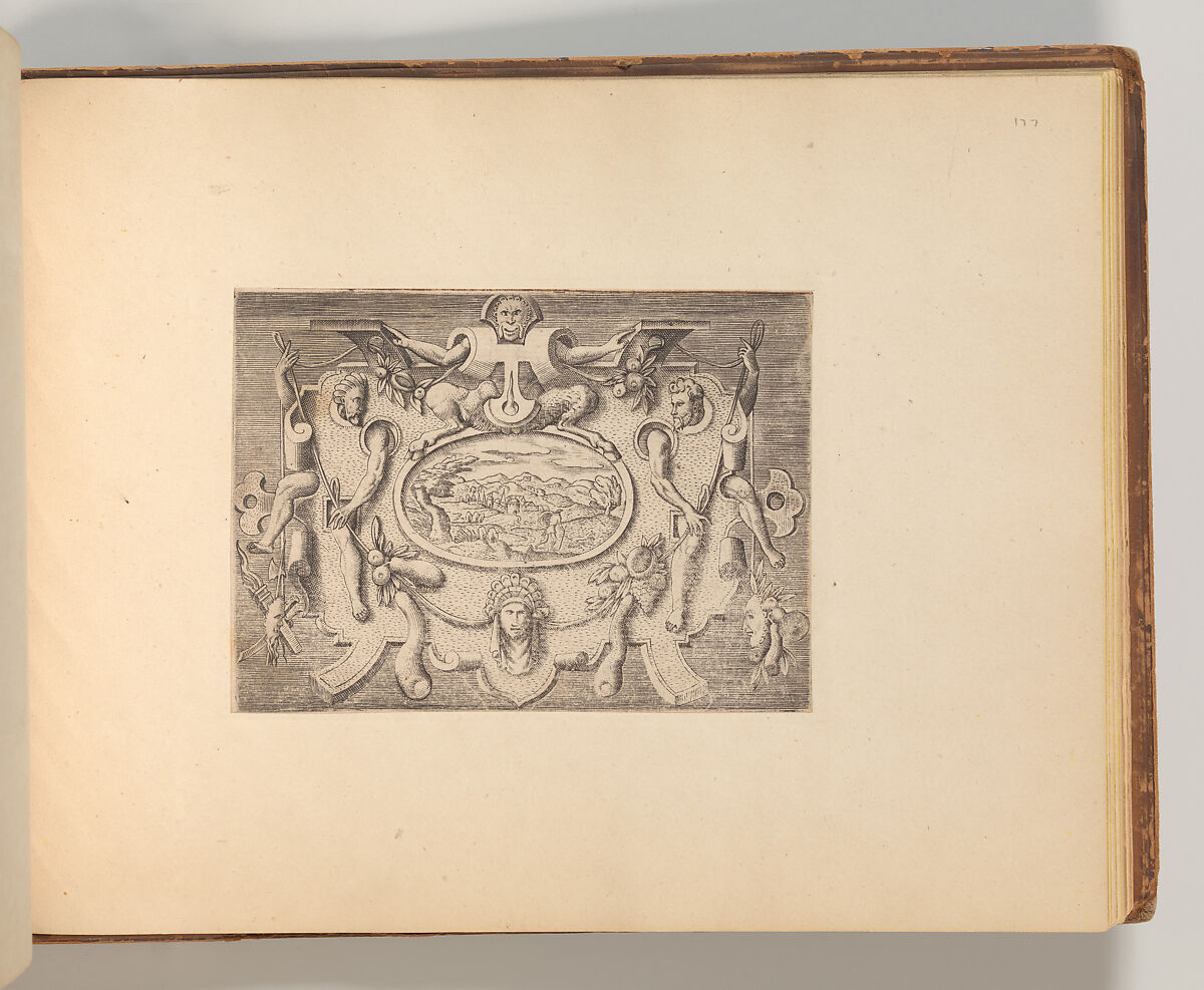 Series of Cartouches, in: Targhe ed altri ornati di varie e capricciose invenzioni (Cartouches and other ornaments of various and capricious invention, page 49), Associated with Cornelis Bos (Netherlandish, Hertogenbosch ca. 1510?–before 1556 Groningen), Engraving 