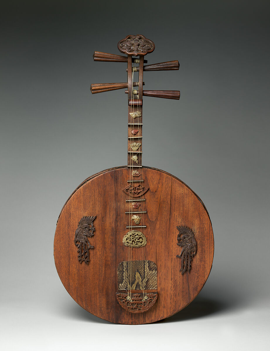 Gekkin, Wood, jade, horn, gut, reptile skin, Japanese