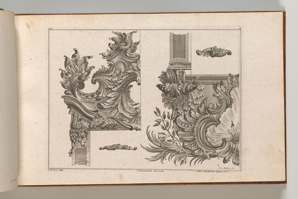 Suggestions for the Decoration of Frames, Plate 4 from 'Auβzierungen zu Thüren u. Fenster sehr nutzlich zu gebrauchen.', Johann Sebastian Müller (German, Nuremberg 1715–1790 London), Etching 