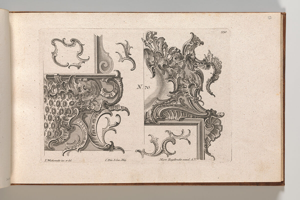 Suggestion for the Decoration of Lower Right and Top Right of a Framel, Plate 1 from an Untitled Series with Rocailles Ornaments for Window, Pier Glass and Door Frames', Jeremias Wachsmuth (German, 1712–1771), Etching 