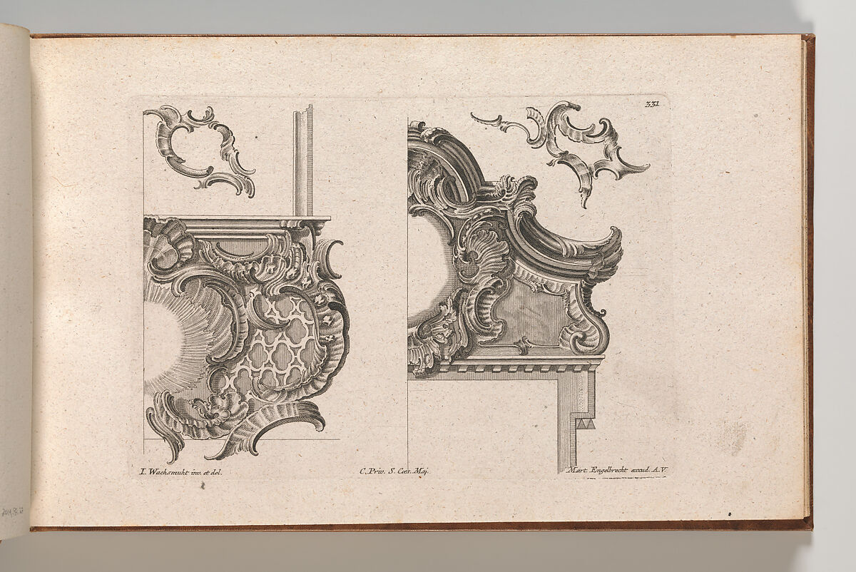 Suggestion for the Decoration of Lower Right and Top Right of a Framel, Plate 2 from an Untitled Series with Rocailles Ornaments for Window, Pier Glass and Door Frames, Jeremias Wachsmuth (German, 1712–1771), Etching 