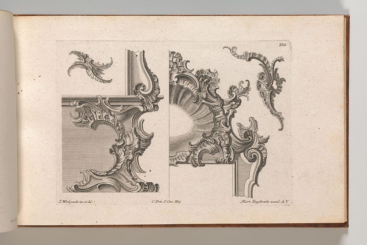Suggestion for the Decoration of Lower Right and Top Right of a Framel, Plate 3 from an Untitled Series with Rocailles Ornaments for Window, Pier Glass and Door Frames, Jeremias Wachsmuth (German, 1712–1771), Etching 