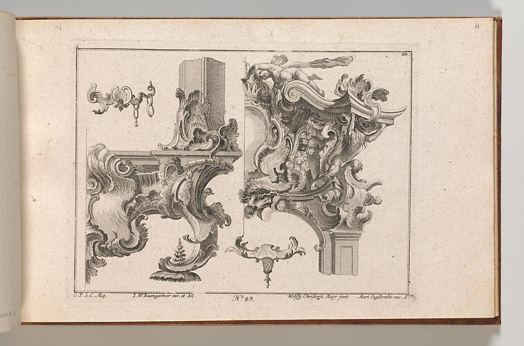Suggestion for the Decoration of Lower Right and Top Right of an Altar Frame, Plate 1 from an Untitled Series with Rocailles Ornaments for Altar and Door Frames