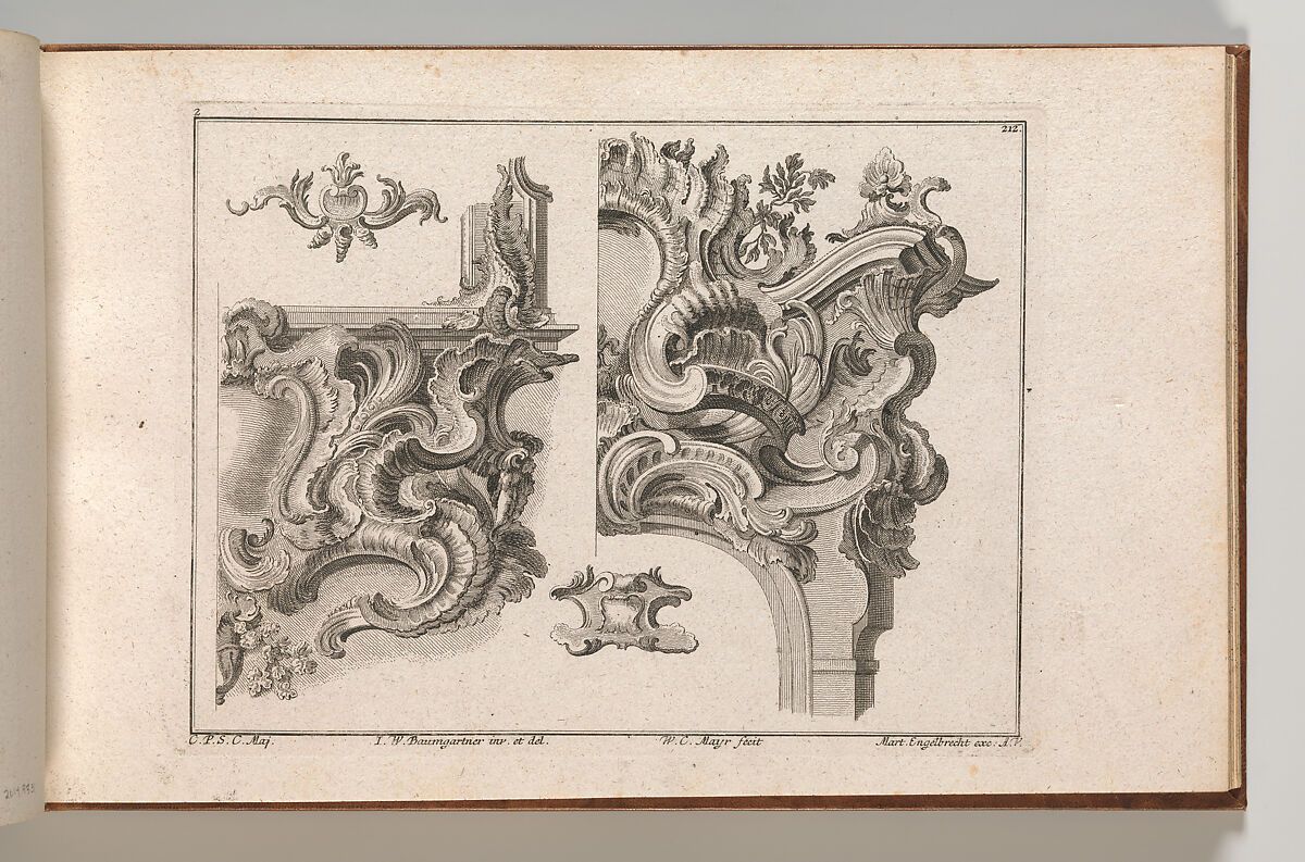 Suggestion for the Decoration of Lower Right and Top Right of an Altar Frame, Plate 2 from an Untitled Series with Rocailles Ornaments for Altar and Door Frames, Wolffgang Christoph Mayr (German, active Kassel and Augsburg (?), ca. 1740–1770), Etching 