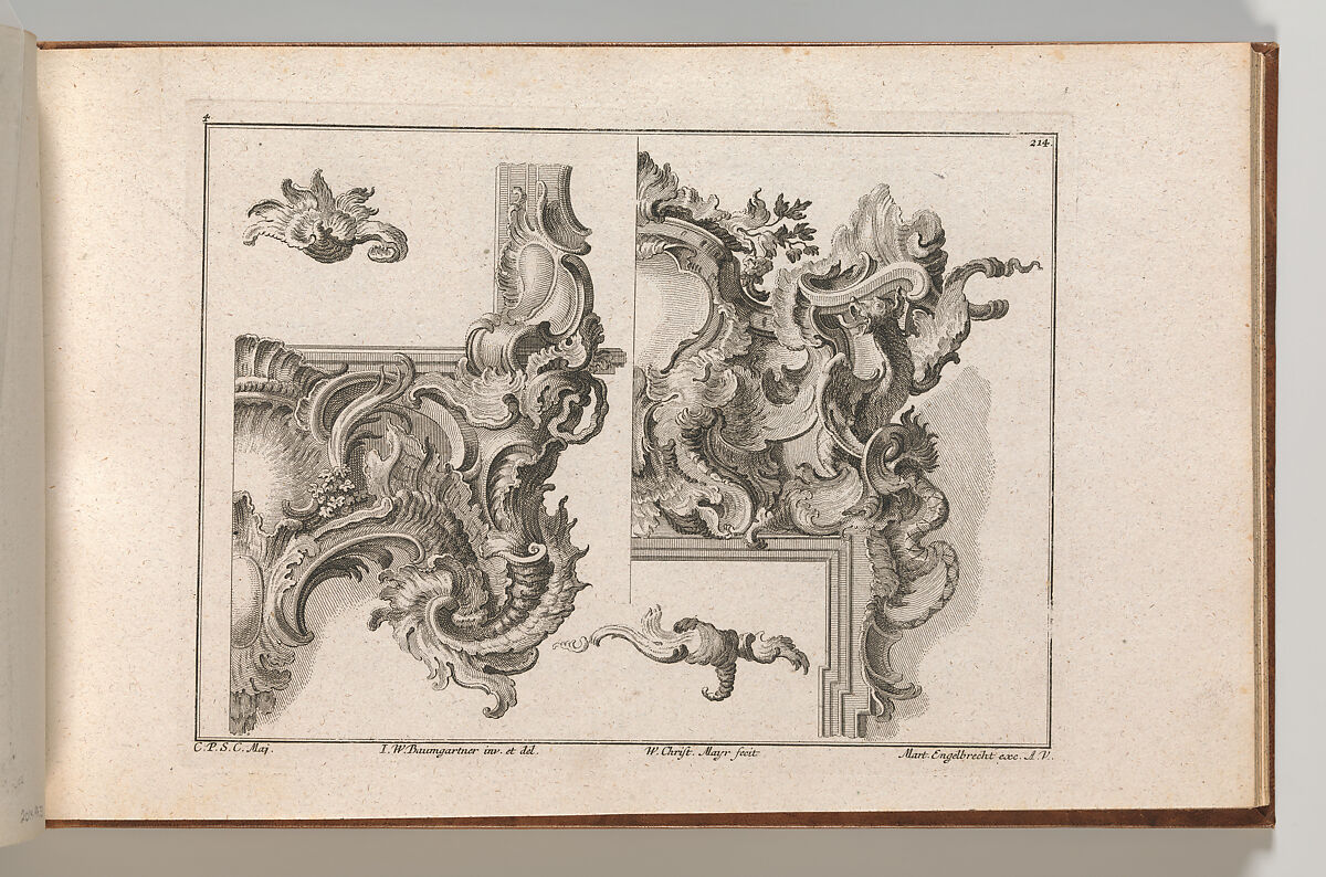 Suggestion for the Decoration of Lower Right and Top Right of an Altar Frame, Plate 4 from an Untitled Series with Rocailles Ornaments for Altar and Door Frames, Wolffgang Christoph Mayr (German, active Kassel and Augsburg (?), ca. 1740–1770), Etching 