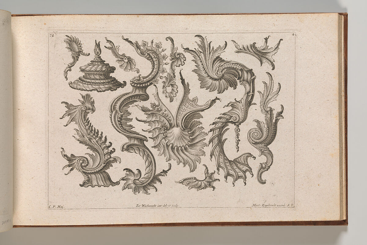 Various Designs for Rocaille Ornaments, Plate 4 from: 'Fortsezung von unterschielichen Auszierungen zu allerleij nüzlich anzuwenden', Jeremias Wachsmuth (German, 1712–1771), Etching 