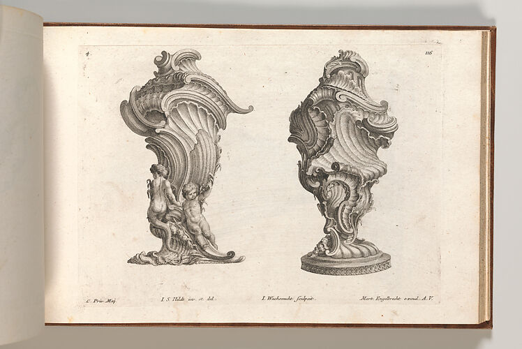 Designs for Two Lidded Vases, Plate 4 from: 'Schöne und auf die neueste Facon inventierte Gefäße und Krüge'