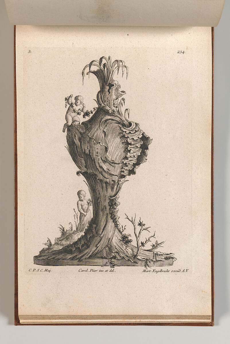 Design for a large Vase representing 'Earth', Plate 3 from: 'Neu inventierte Vasi auf die neueste manier', Jacob Gottlieb Thelot (German, Augsburg 1708–1760 Augsburg), Etching 