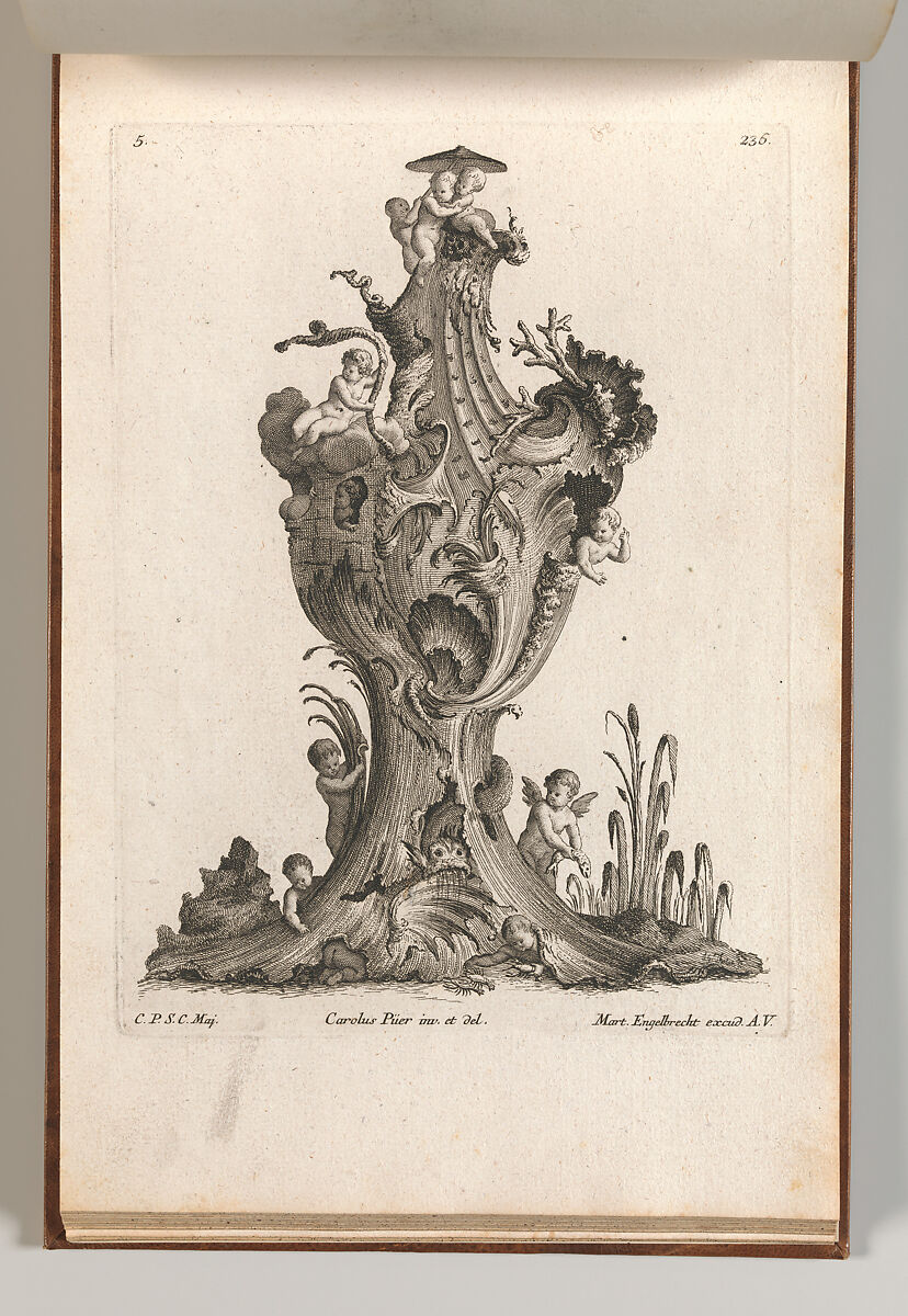 Design for a large Vase representing 'Water', Plate 5 from: 'Neu inventierte Vasi auf die neueste manier', Jacob Gottlieb Thelot (German, Augsburg 1708–1760 Augsburg), Etching 