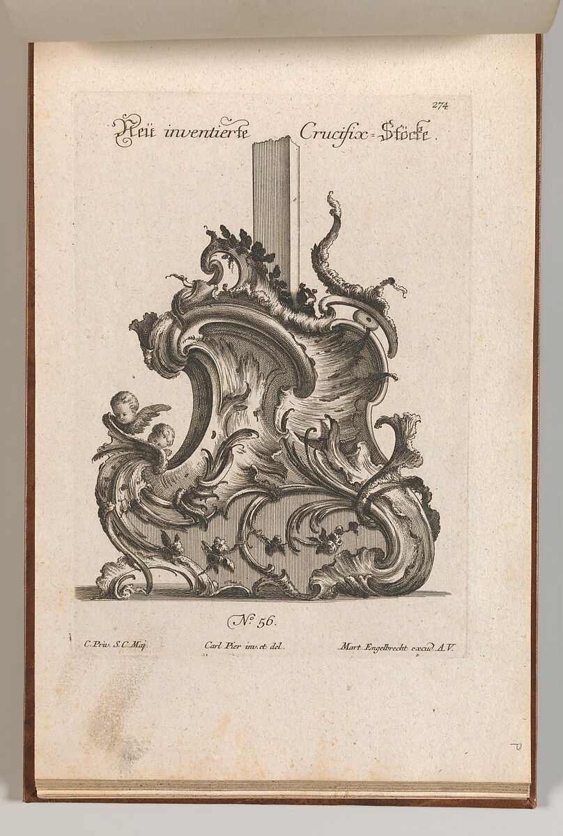 Design for the Base of a Crucifix, Plate 1 from: 'Neü inventierte Crucifix= Stöcke', Jacob Gottlieb Thelot (German, Augsburg 1708–1760 Augsburg), Etching 