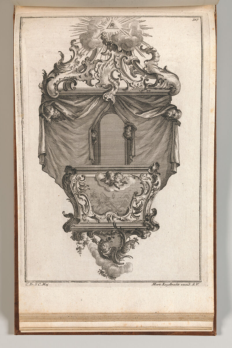 Design for a Pulpit, Plate 4 from an Untitled Series of Pulpit Designs, Martin Engelbrecht (German, Augsburg 1684–1756 Augsburg), Etching 