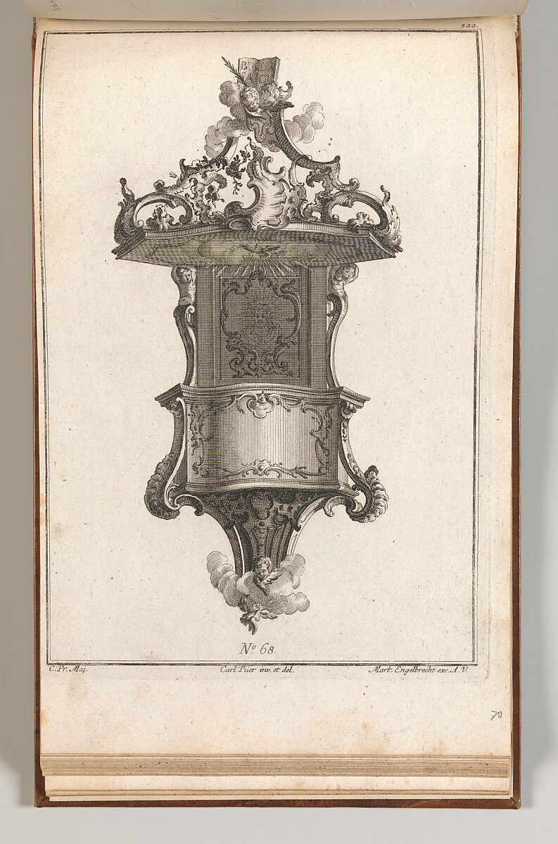 Design for a Pulpit, Plate 1 from an Untitled Series of Pulpit Designs, Carl Pier (German, active Augsburg, ca. 1750), Etching 