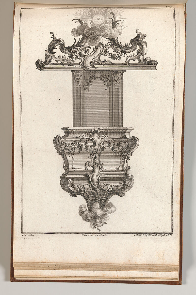 Design for a Pulpit, Plate 3 from an Untitled Series of Pulpit Designs, Carl Pier (German, active Augsburg, ca. 1750), Etching 