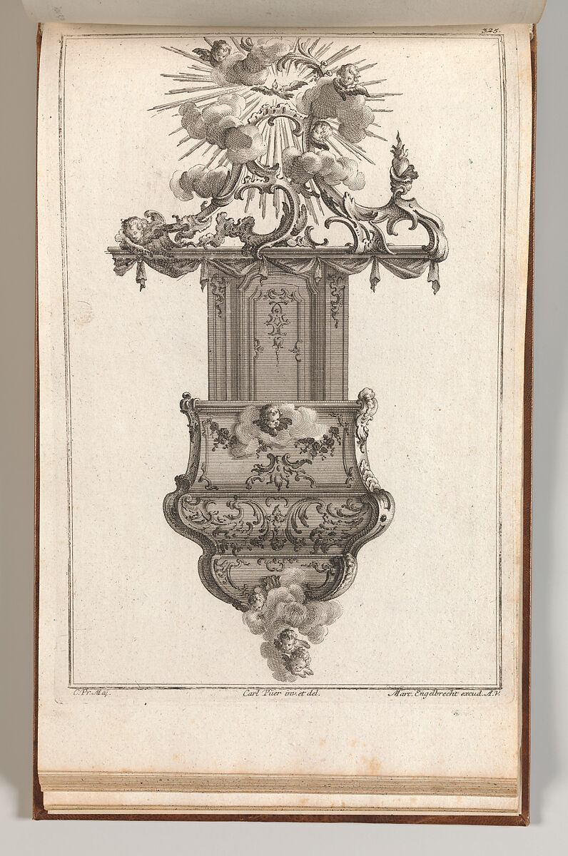 Design for a Pulpit, Plate 4 from an Untitled Series of Pulpit Designs, Carl Pier (German, active Augsburg, ca. 1750), Etching 