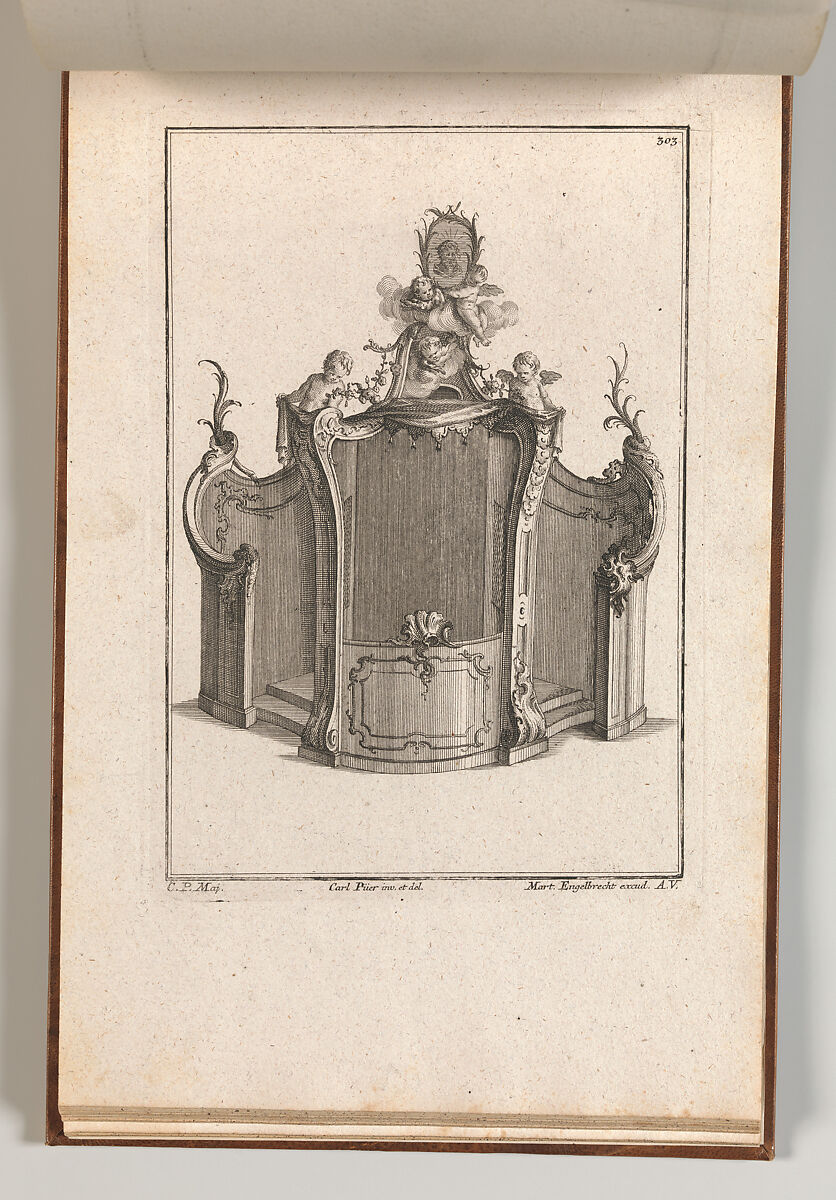 Design for a Confessional, Plate 2 from an Untitled Series of Designs for Confessionals, Carl Pier (German, active Augsburg, ca. 1750), Etching 