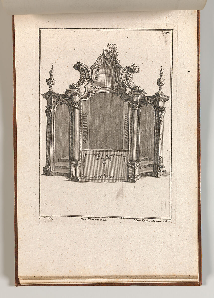 Design for a Confessional, Plate 4 from an Untitled Series of Designs for Confessionals, Carl Pier (German, active Augsburg, ca. 1750), Etching 
