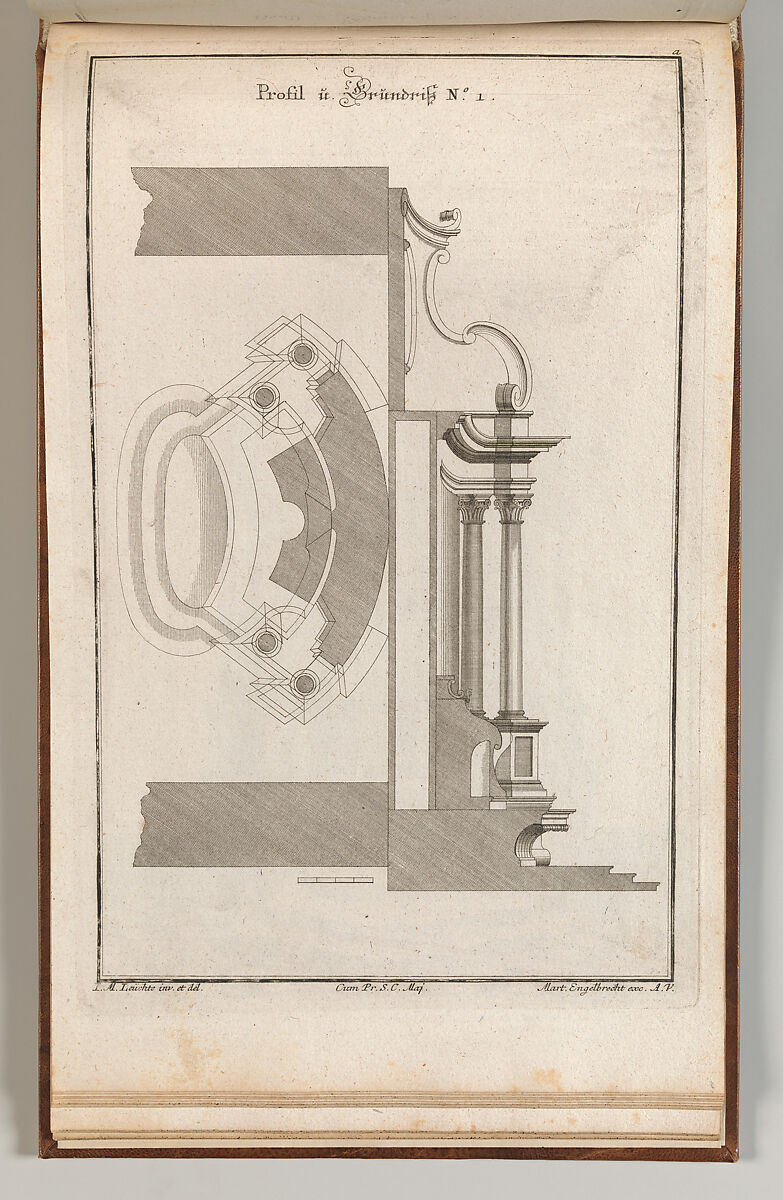 Floorplan and Side View of an Altar, Plate a (2) from 'Unterschiedliche Neu Inventierte Altäre mit darzu gehörigen Profillen u. Grundrißen.', Johann Michael Leüchte (German, active Augsburg, died 1759), Etching 