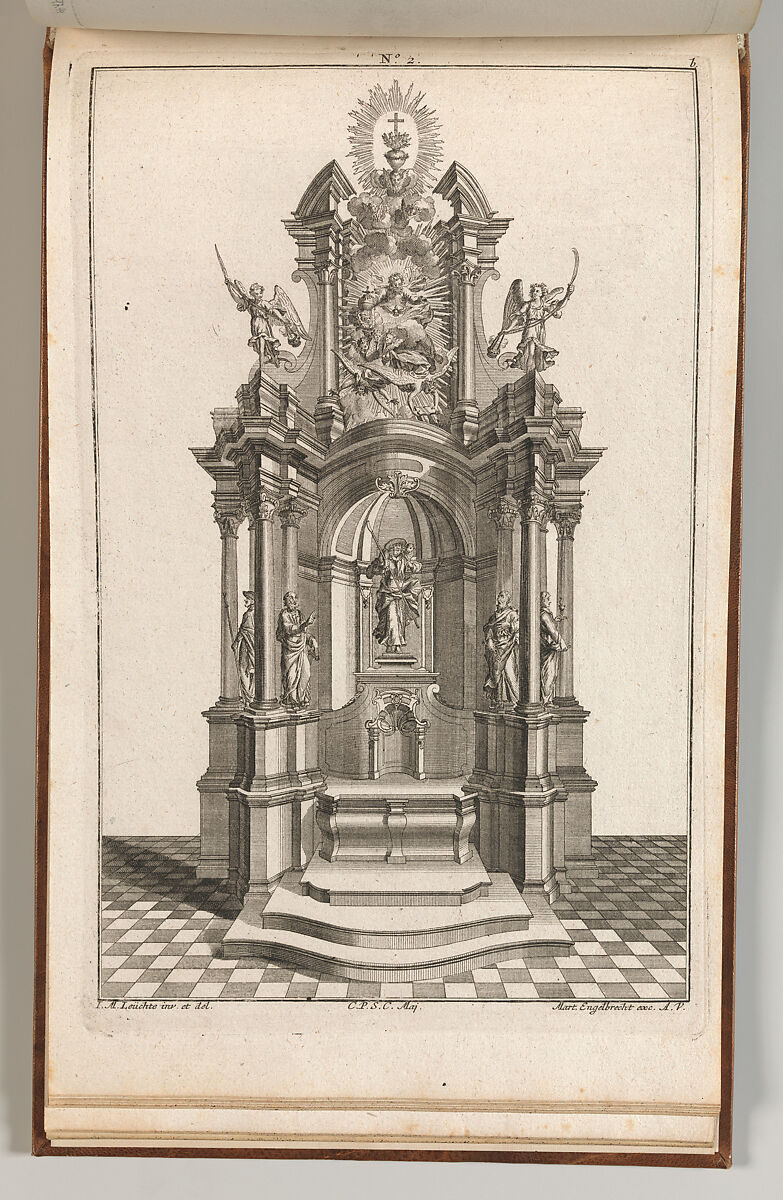 Design for a Monumental Altar, Plate b from 'Unterschiedliche Neu Inventierte Altäre mit darzu gehörigen Profillen u. Grundrißen.', Johann Michael Leüchte (German, active Augsburg, died 1759), Etching 