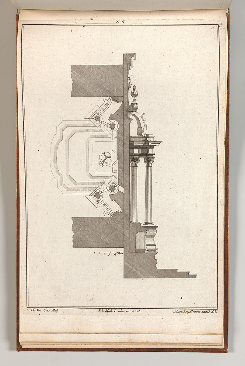 Floorplan and Side View of an Altar, Plate f (2) from 'Unterschiedliche Neu Inventierte Altäre mit darzu gehörigen Profillen u. Grundrißen.', Johann Michael Leüchte (German, active Augsburg, died 1759), Etching 