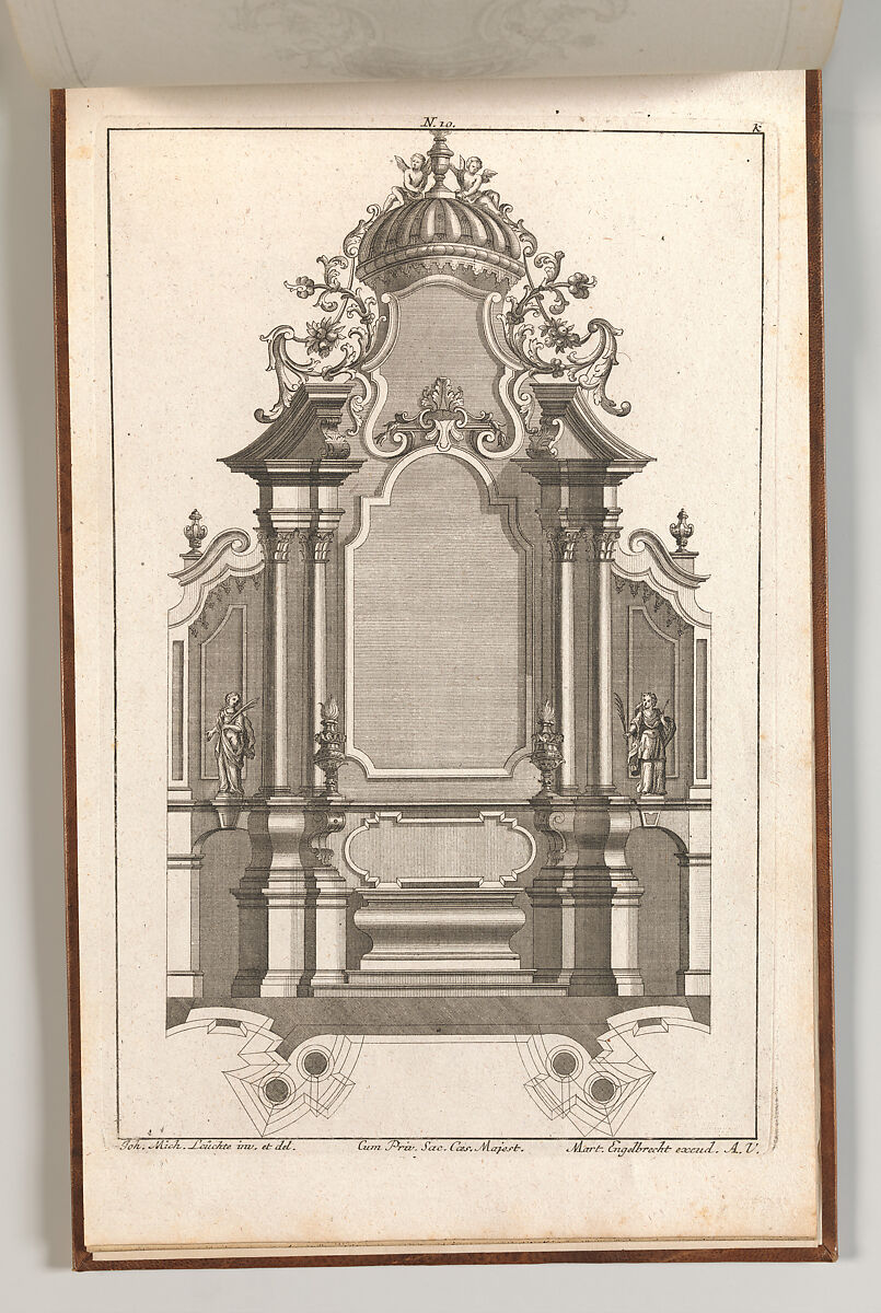Design for a Monumental Altar, Plate k from 'Unterschiedliche Neu Inventierte Altäre mit darzu gehörigen Profillen u. Grundrißen.', Martin Engelbrecht (German, Augsburg 1684–1756 Augsburg), Etching 