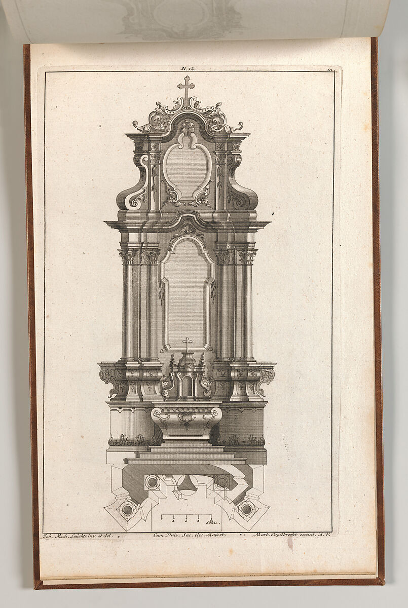 Design for a Monumental Altar, Plate m from 'Unterschiedliche Neu Inventierte Altäre mit darzu gehörigen Profillen u. Grundrißen.', Johann Michael Leüchte (German, active Augsburg, died 1759), Etching 