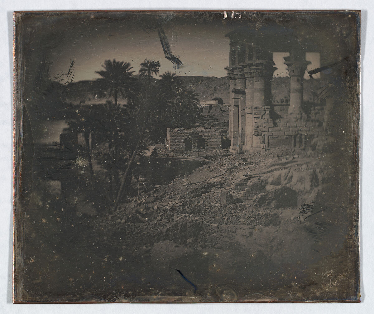 Temple and Date Palms, Philae (236. Philé T. découvert et P. dattiers), Joseph-Philibert Girault de Prangey (French, 1804–1892), Daguerreotype 