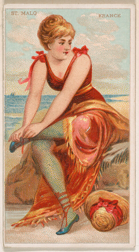 St. Malo, France, from the Surf Beauties series (N232), issued by Kinney Bros., Issued by Kinney Brothers Tobacco Company, Commercial color lithograph 