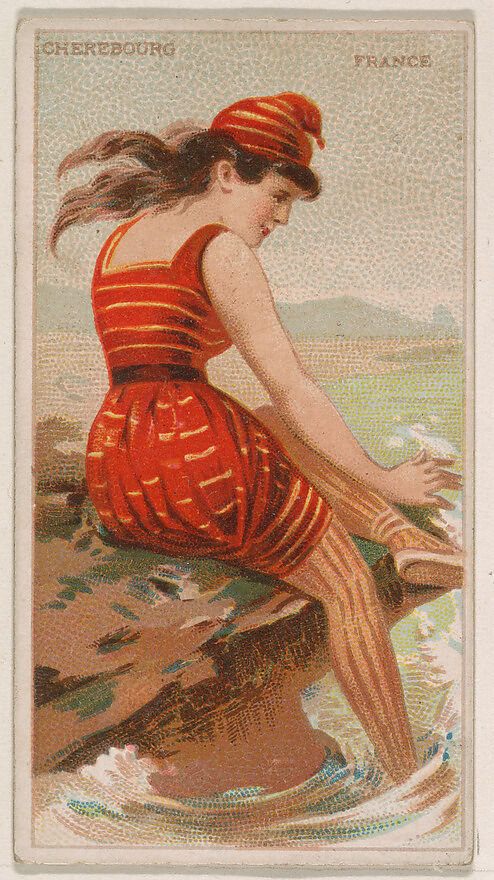 Cherebourg, France, from the Surf Beauties series (N232), issued by Kinney Bros., Issued by Kinney Brothers Tobacco Company, Commercial color lithograph 