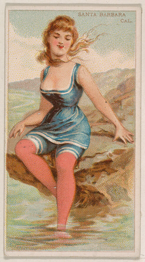 Santa Barbara, California, from the Surf Beauties series (N232), issued by Kinney Bros., Issued by Kinney Brothers Tobacco Company, Commercial color lithograph 