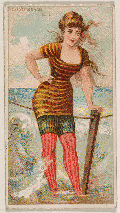 Long Beach, Long Island, from the Surf Beauties series (N232), issued by Kinney Bros., Issued by Kinney Brothers Tobacco Company, Commercial color lithograph 