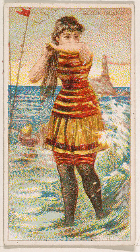 Block Island, Rhode Island, from the Surf Beauties series (N232), issued by Kinney Bros., Issued by Kinney Brothers Tobacco Company, Commercial color lithograph 
