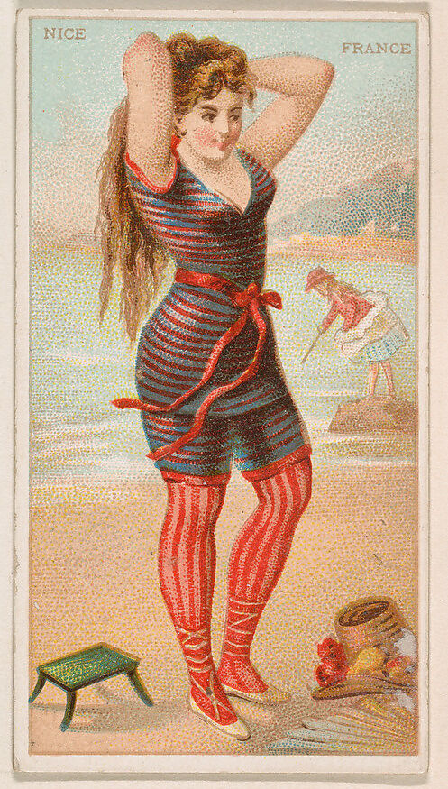 Nice, France, from the Surf Beauties series (N232), issued by Kinney Bros., Issued by Kinney Brothers Tobacco Company, Commercial color lithograph 
