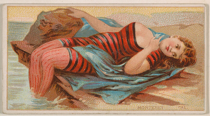 Monterey, California, from the Surf Beauties series (N232), issued by Kinney Bros., Issued by Kinney Brothers Tobacco Company, Commercial color lithograph 