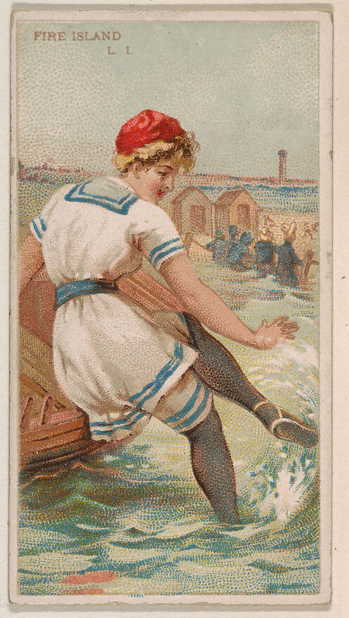 Fire Island, Long Island, from the Surf Beauties series (N232), issued by Kinney Bros., Issued by Kinney Brothers Tobacco Company, Commercial color lithograph 