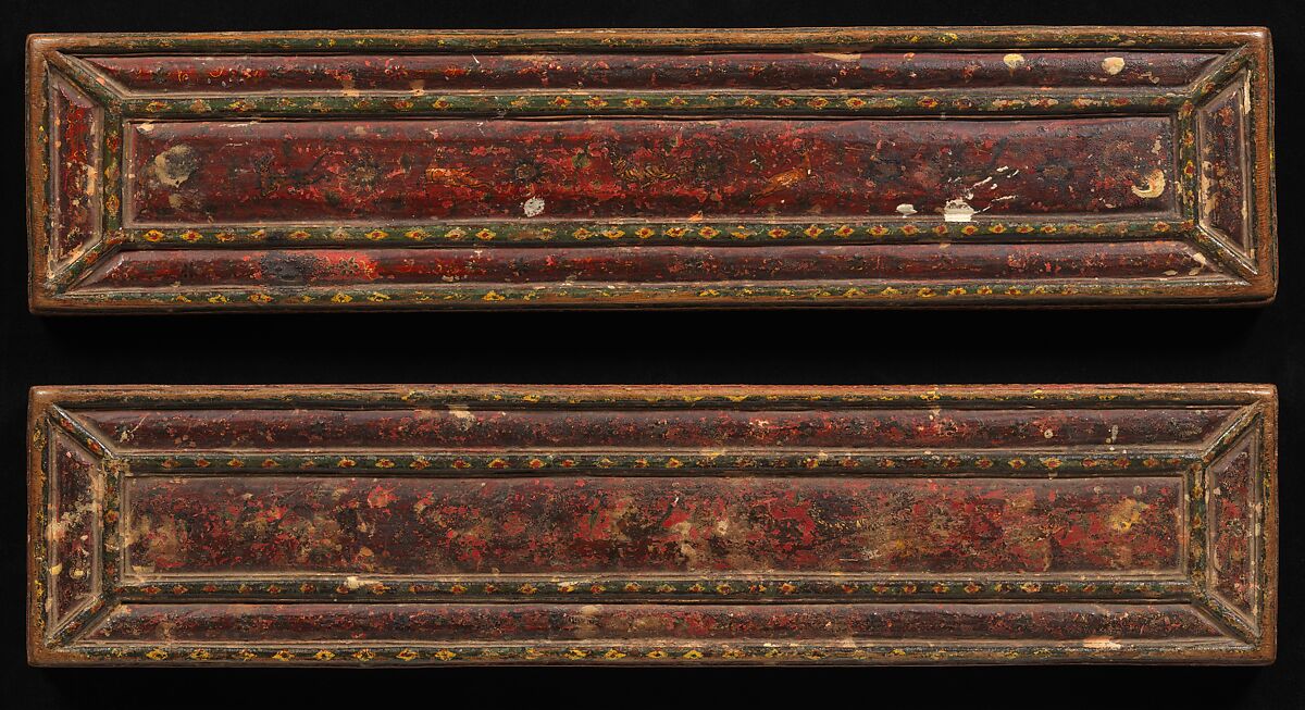 Pair of Manuscript Covers with Goddesses Set in a Foliate Landscape, Distemper on wood, Nepal (Kathmandu Valley)