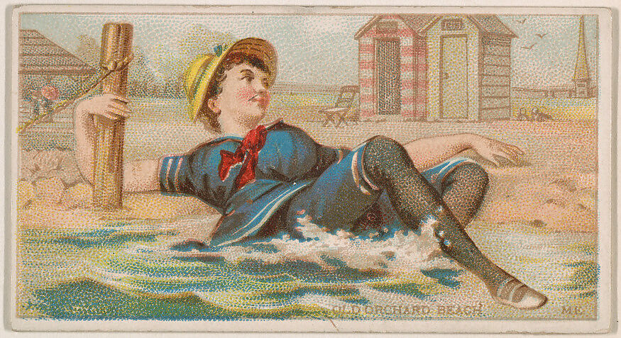 Old Orchard Beach, Maine, from the Surf Beauties series (N232), issued by Kinney Bros., Issued by Kinney Brothers Tobacco Company, Commercial color lithograph 
