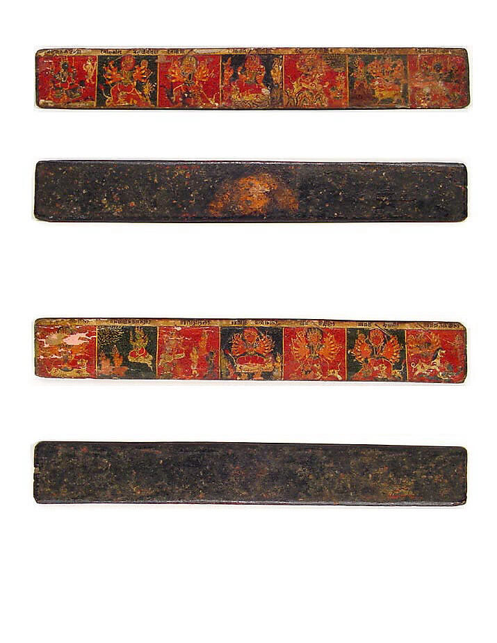 Pair of Book Covers with Scenes from the Devimahatmya, Distemper on wood, Nepal (Kathmandu Valley) 