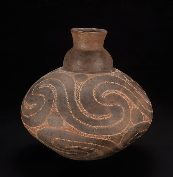Bottle, Unrecorded Caddoan artist, Clay, pigment, Caddoan