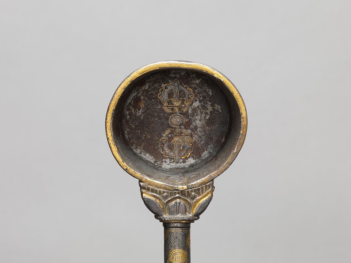 Fire-offering ladle, Iron damascened with gold and silver, Eastern Tibet, Derge, for China