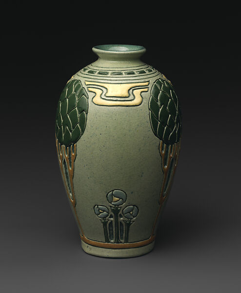 Della Robbia vase with trees, Designed by Frederick Hurten Rhead (American (born England), Hanley, Stoke-on-Trent 1880–1942 New York), Earthenware, American