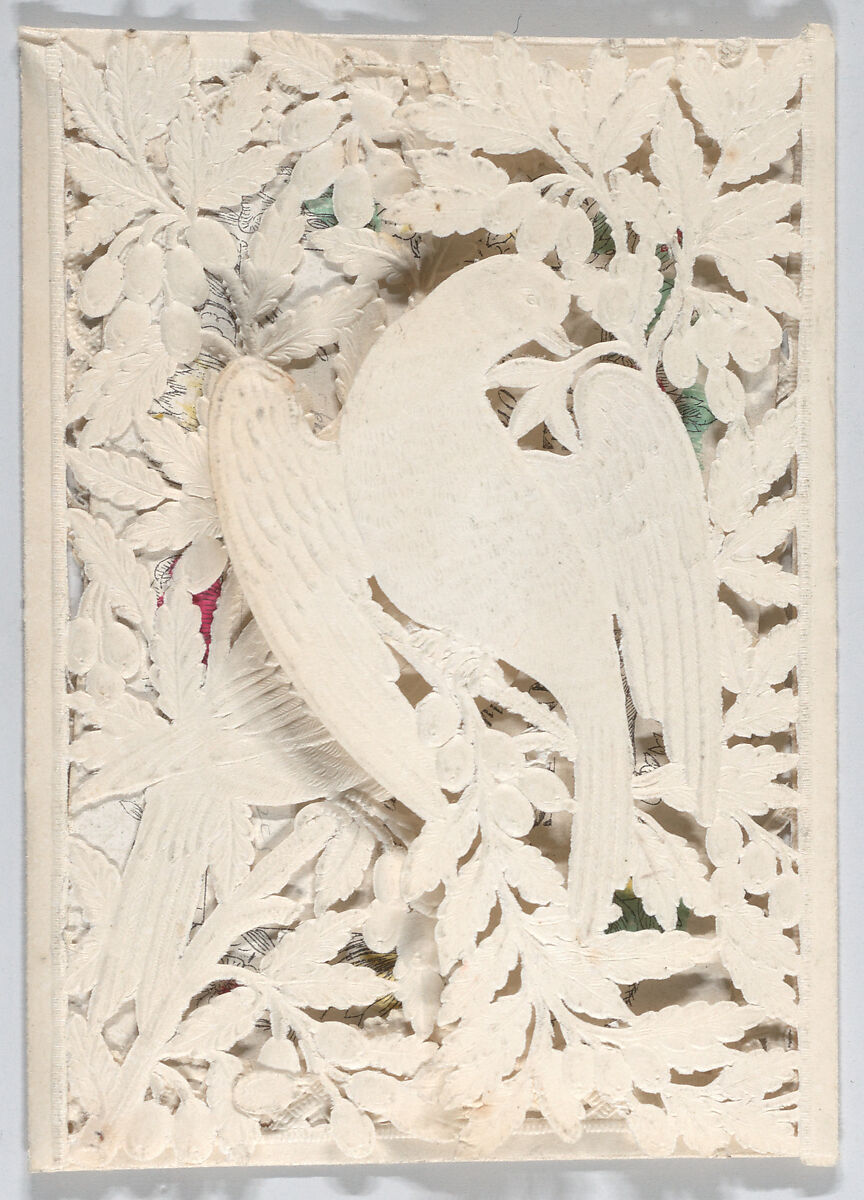 Valentine, Anonymous, Cameo-embossed, open-work lace paper, lithography, watercolor 