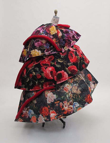 Ensemble, Comme des Garçons (Japanese, founded 1969), (a) polyester, nylon, cotton, silk, wool, triacetate, polyurethane, metal; (b, c) cotton, acetate, nylon; (d, e) cotton, acrylic, polyester, plastic (synthetic rubber), Japanese