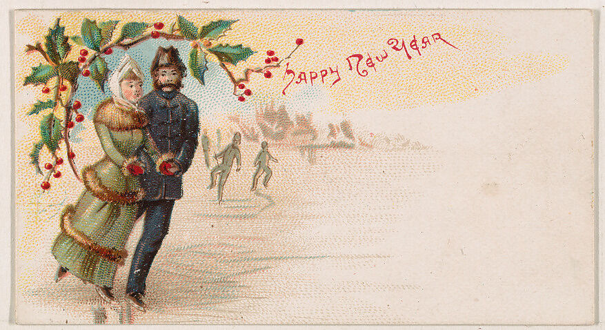 Happy New Year, from the New Years 1890 series (N227) issued by Kinney Bros., Issued by Kinney Brothers Tobacco Company, Commercial color lithograph 