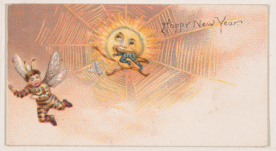 Happy New Year, from the New Years 1890 series (N227) issued by Kinney Bros., Issued by Kinney Brothers Tobacco Company, Commercial color lithograph 